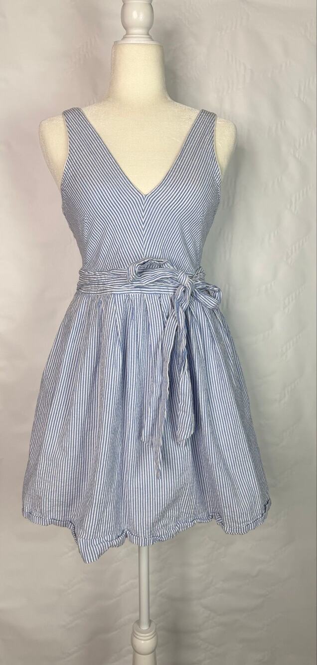 Southern Frock Blue & White Pinstripes Sun Dress